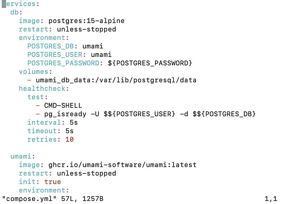 Ansicht der compose.yml-Datei Bild: Ansicht der compose.yml-Datei