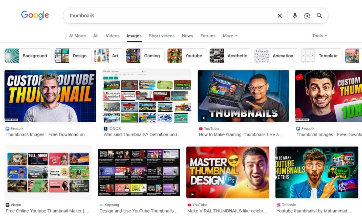 Bilderauswahl in Googles Bildersuche Bild: Bilderauswahl in Googles Bildersuche
