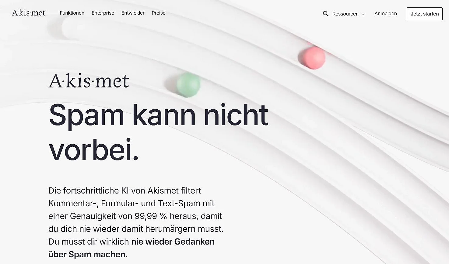 Bild: Screenshot der Akismet-Homepage