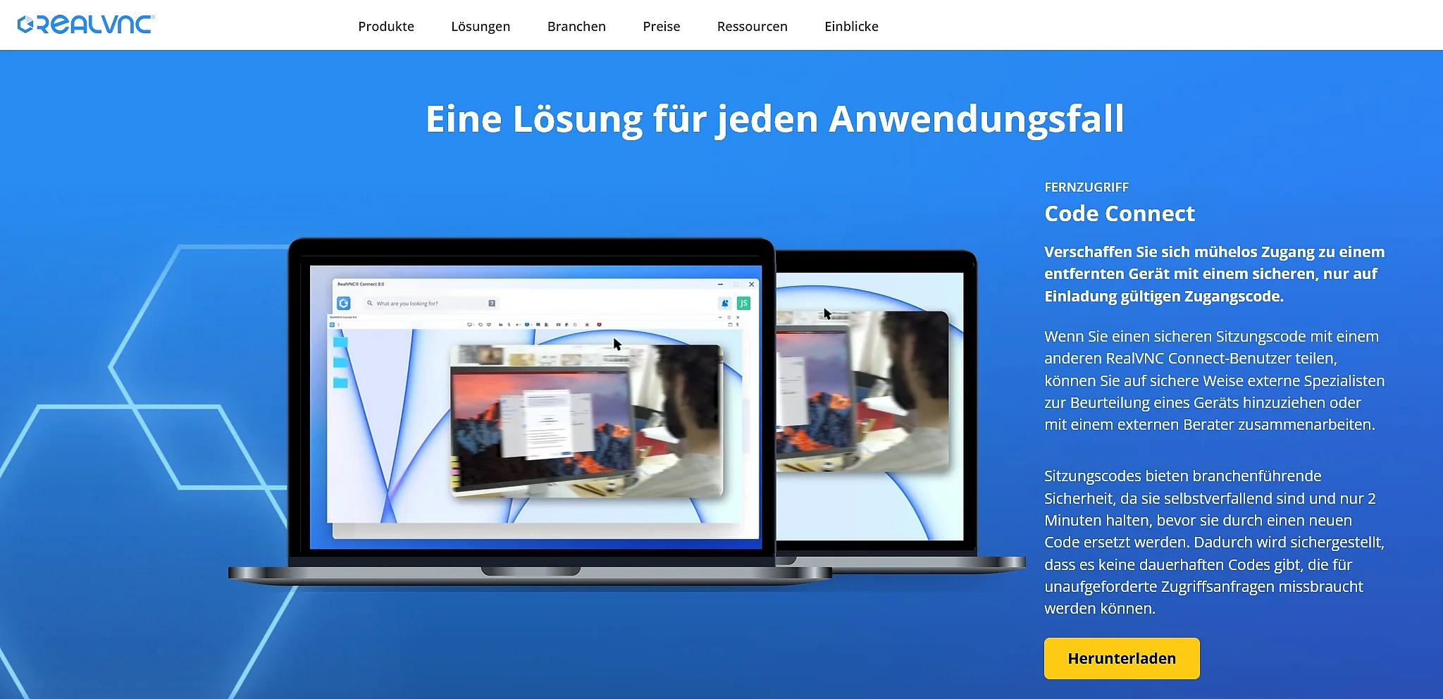 RealVNC Connect: Startbildschirm Bild: RealVNC Connect: Startbildschirm