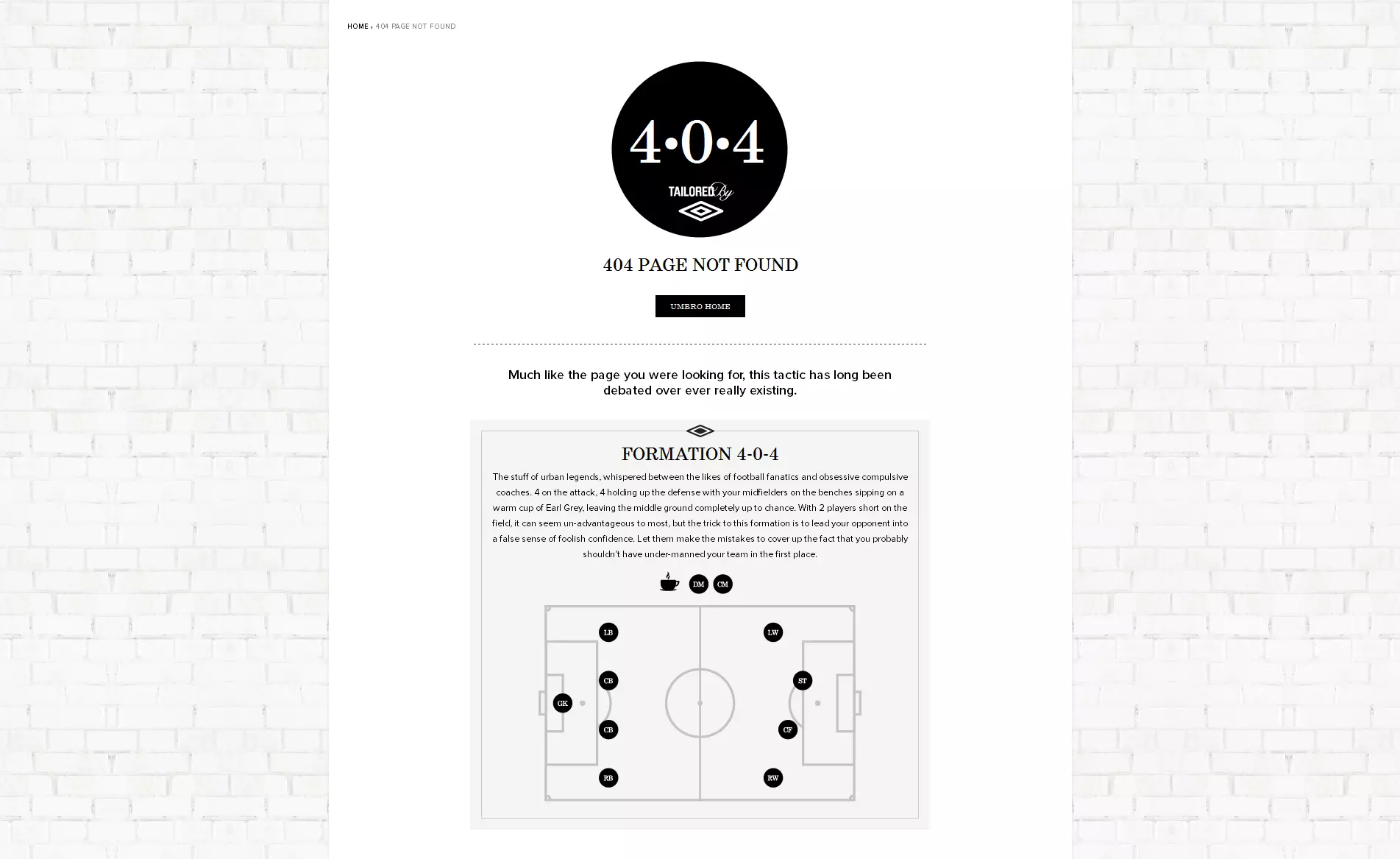 404-Seite von Umbro