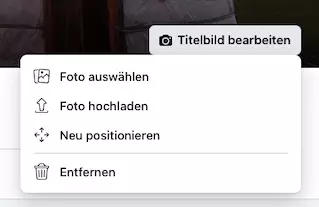 Facebook-Menü: Titelbild bearbeiten