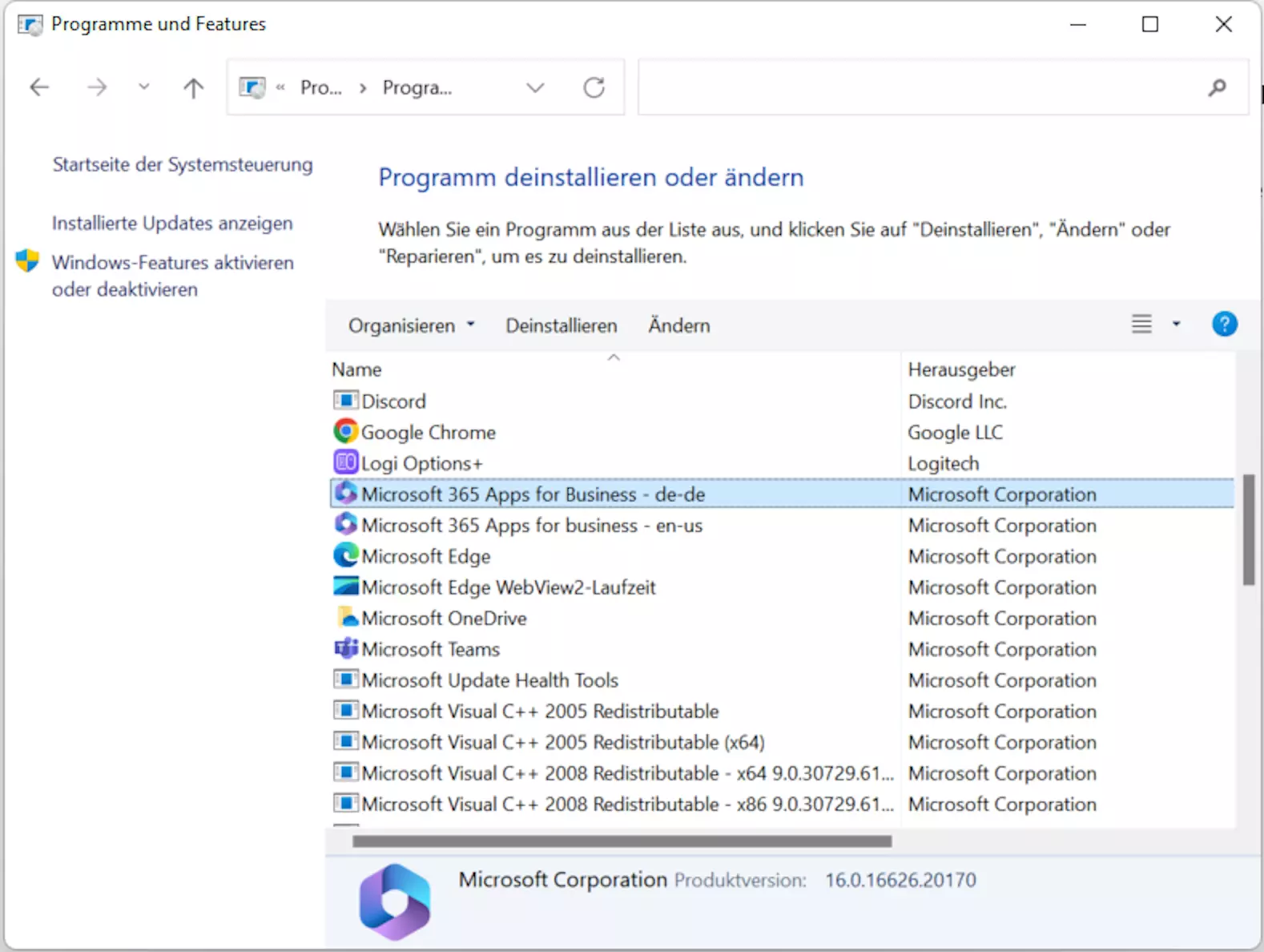 Ändern Sie Outlook über die Systemsteuerung Ändern Sie Outlook über die Systemsteuerung