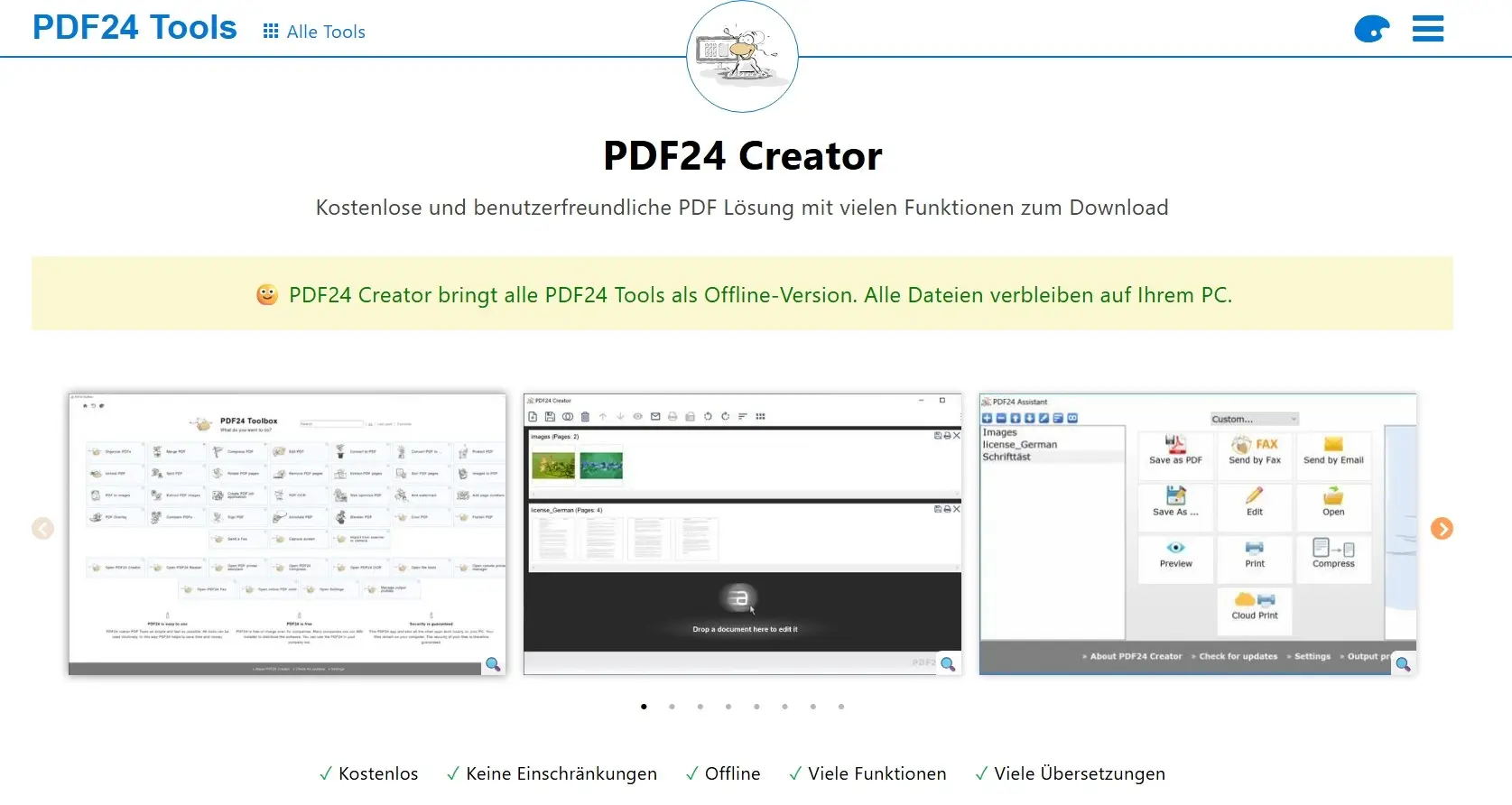 Bild: Offizielle Website des PDF24-Creators