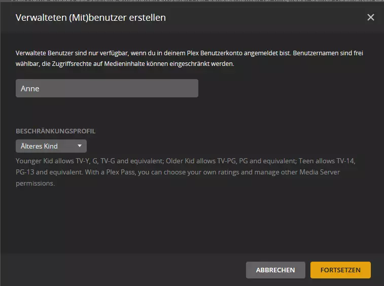 Plex Media Server: Weitere Benutzer erstellen und eine Altersbeschränkung einrichten