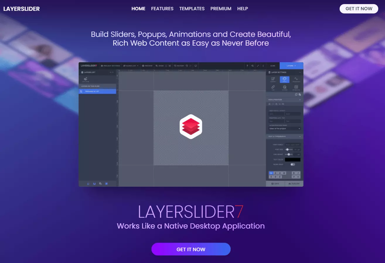 Screenshot der Website des Slider-Plugins von LayerSlider