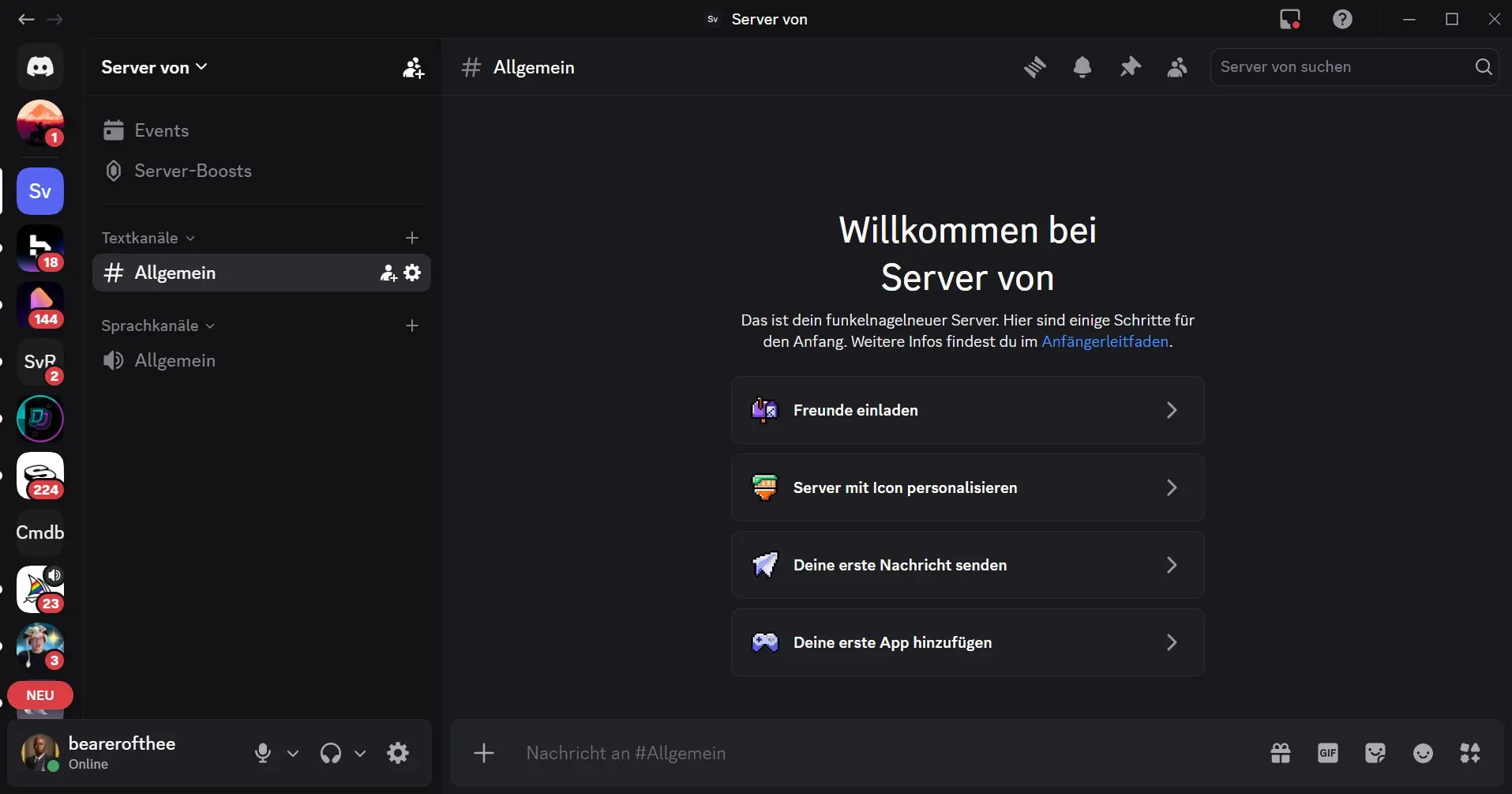 Um neue Kanäle zu erstellen, klicken Sie auf das Plus-Symbol neben „Text-Kanäle“ und „Sprach-Kanäle“ Bild: Um neue Kanäle zu erstellen, klicken Sie auf das Plus-Symbol neben „Text-Kanäle“ und „Sprach-Kanäle“