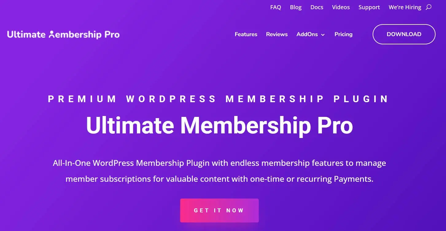 Screenshot der Website des WordPress-Plugins Ultimate Membership Pro Bild: Screenshot der Website des WordPress-Plugins Ultimate Membership Pro