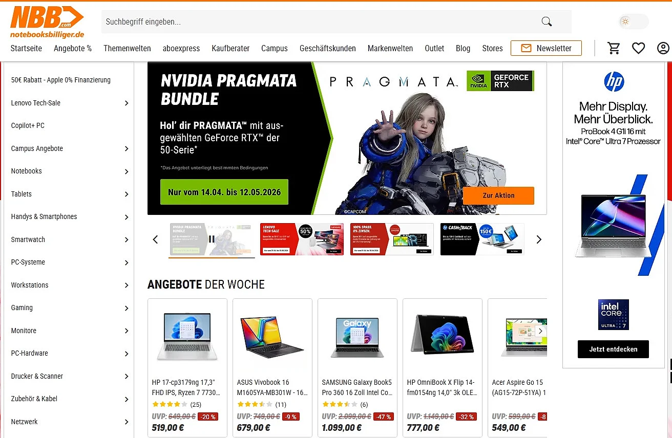 Bild: Der Onlineshop notebooksbilliger.de