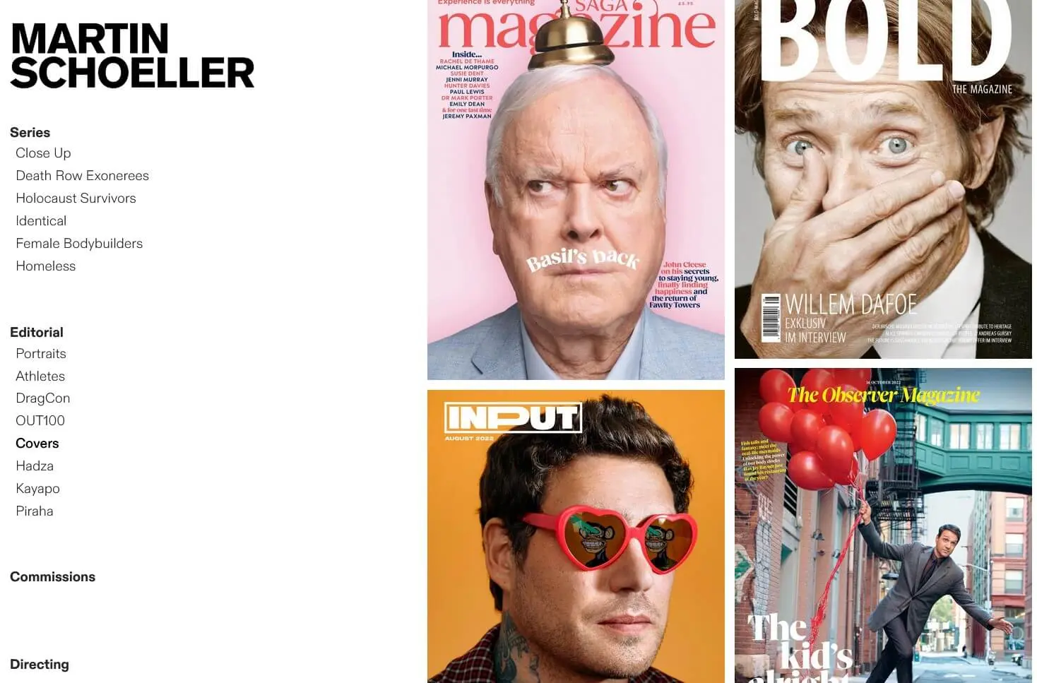 Website des Fotografen Martin Schoeller Bild: Website des Fotografen Martin Schoeller