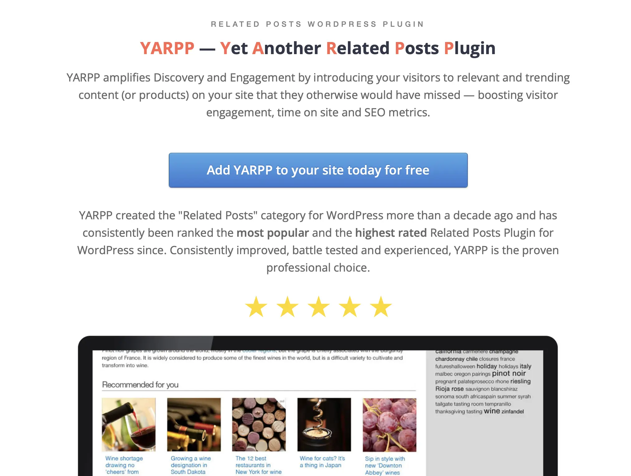 Offizielle Homepage von Yet Another Related Posts Plugin (YARPP) Bild: Offizielle Homepage von Yet Another Related Posts Plugin (YARPP)
