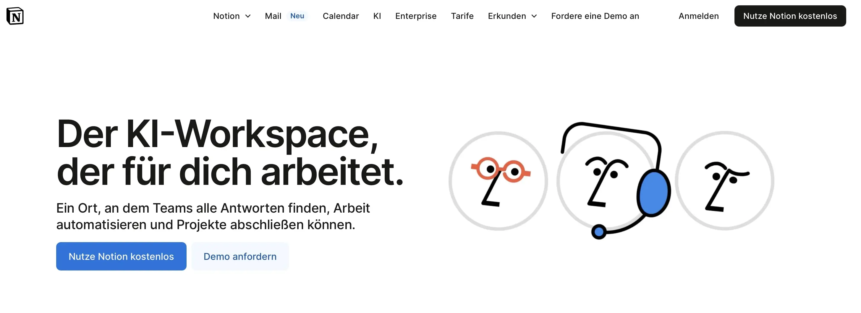 Screenshot der Homepage von Notion Bild: Screenshot der Homepage von Notion