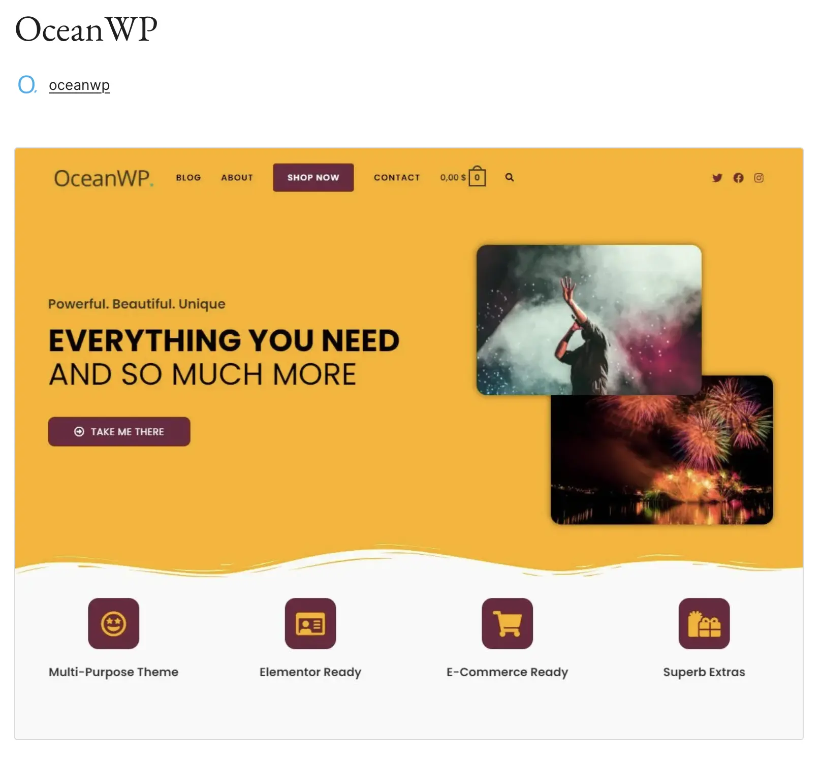 Bild: Vorschau des WordPress-Themes OceanWP auf WordPress.org