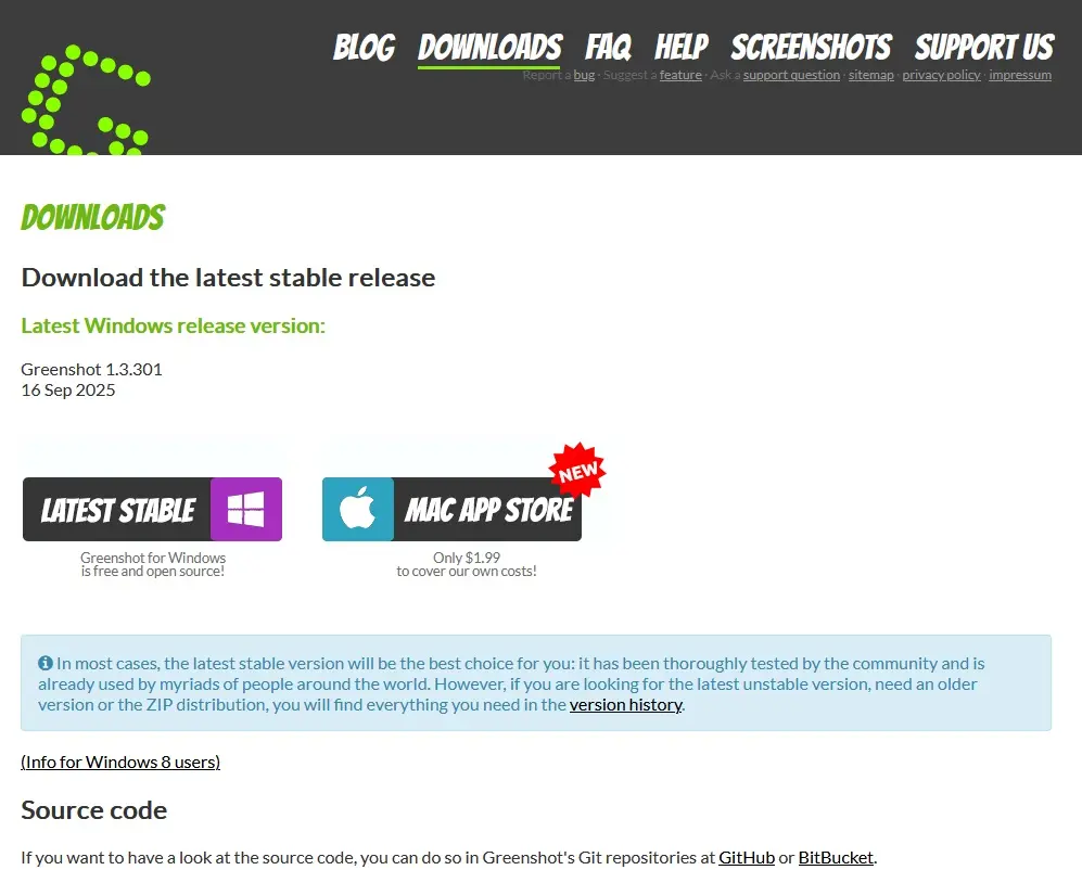 Startseite vom Screenshot-Tool Greenshot Bild: Startseite vom Screenshot-Tool Greenshot