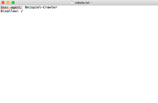 Screenshot einer robots.txt-Datei, die einen bestimmten Crawler ausschließt Bild: Screenshot einer robots.txt-Datei, die einen bestimmten Crawler ausschließt