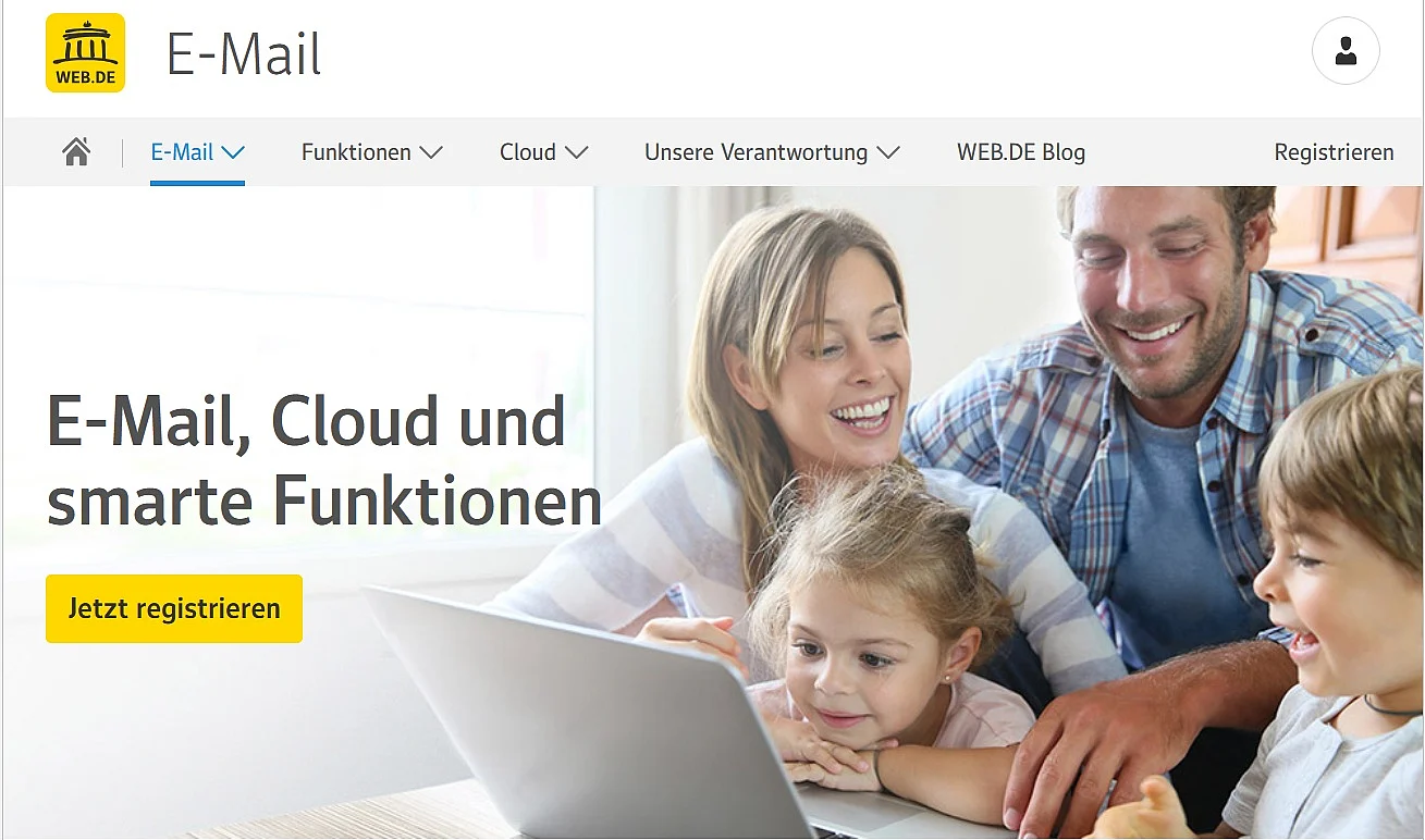 Website von Web.de Bild: Website von Web.de