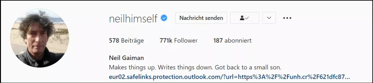 Bild: Instagram-Bio von Neil Gaiman