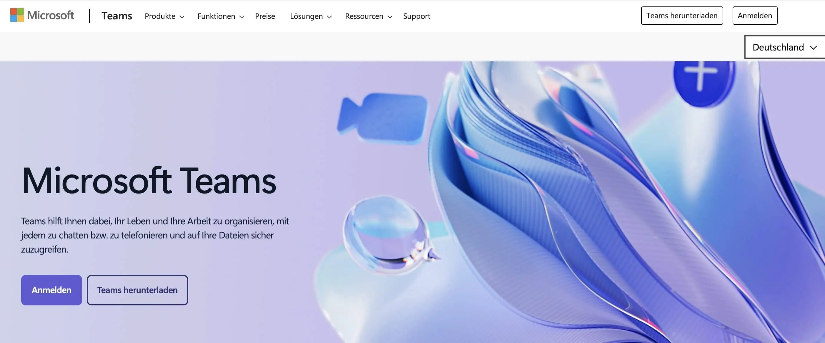 Bild: Screenshot der Microsoft Teams-Website