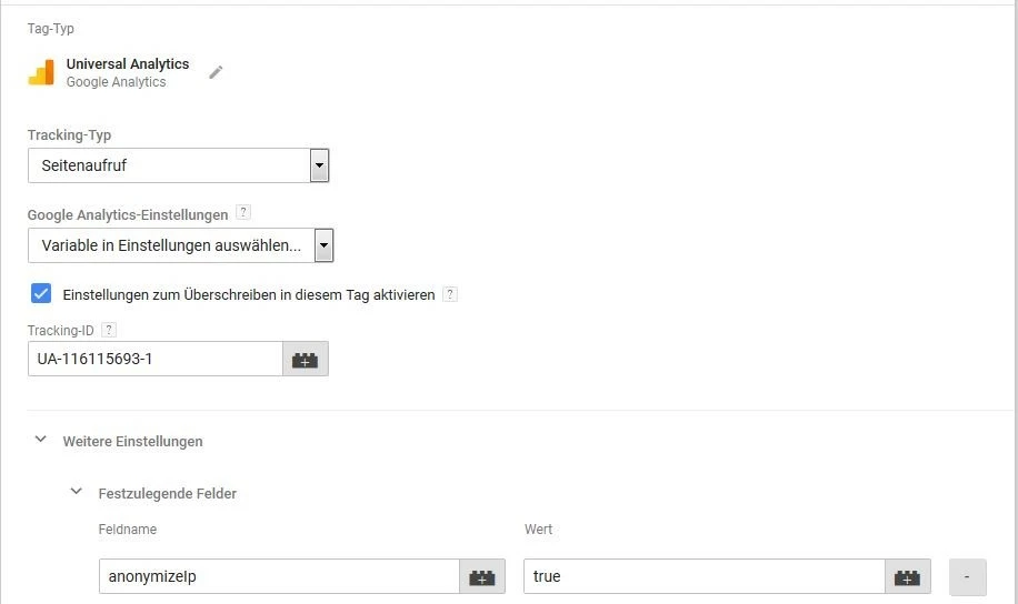 Universal-Analytics-Tag in GTM
