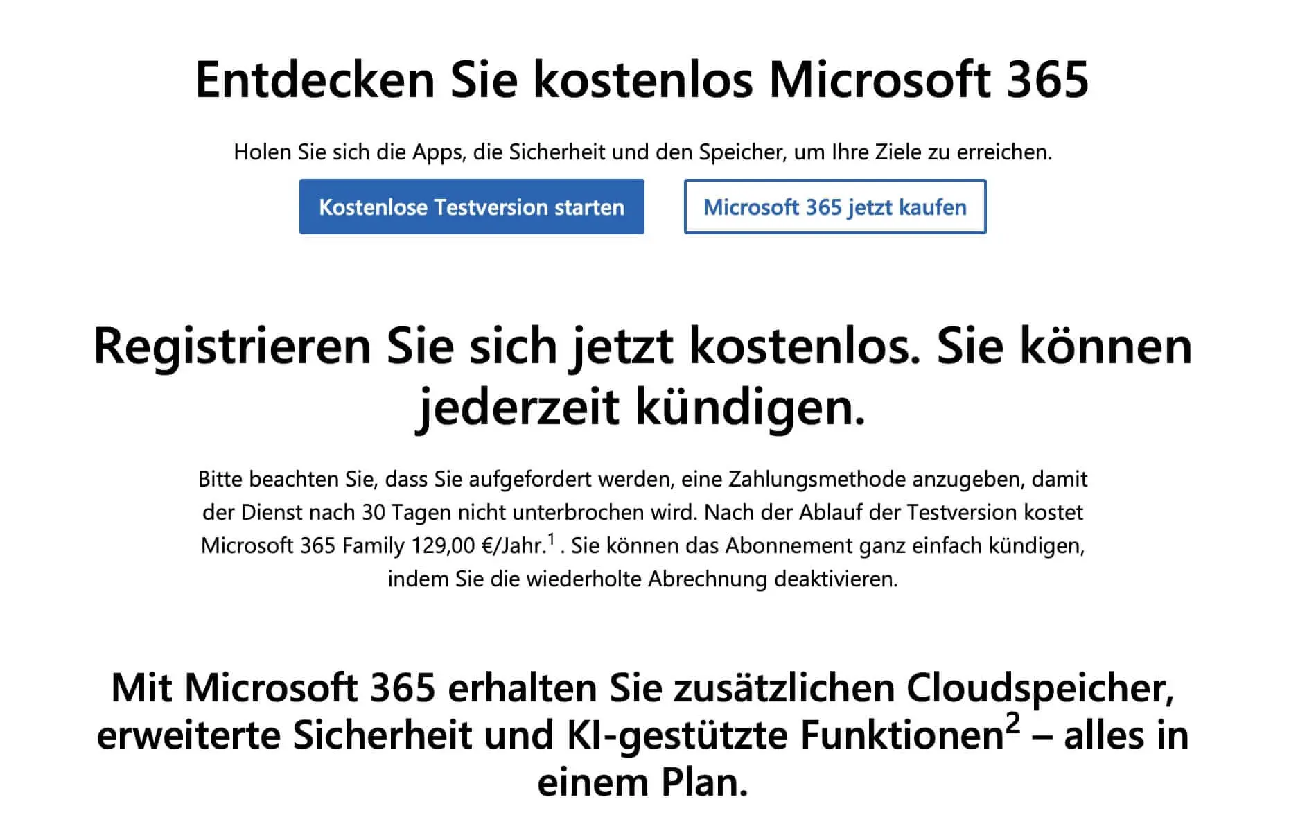 Bild: Microsoft 365 kostenlos testen