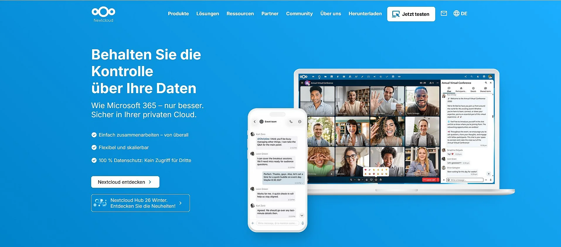 Bild: Startseite von Nextcloud