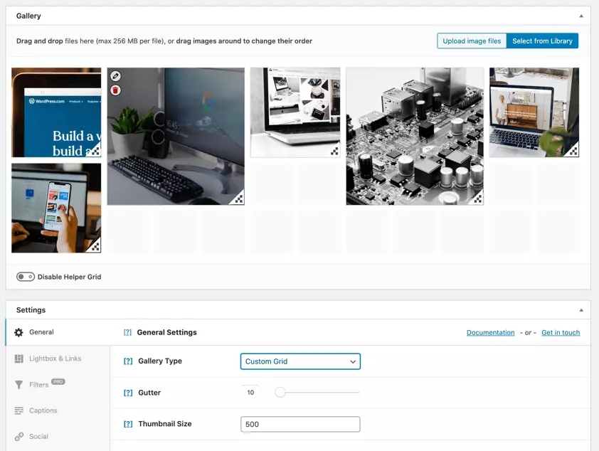 Mit dem Galerie-Typen „Custom Grid“ können Sie die Bilddimensionen individuell anpassen