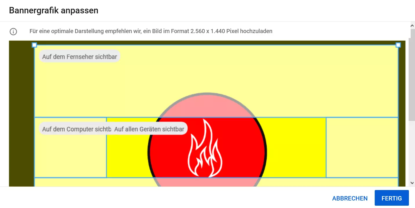 YouTube: Bannergrafik anpassen