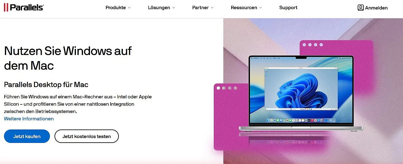Website-Screenshot Parallels Bild: Website-Screenshot Parallels