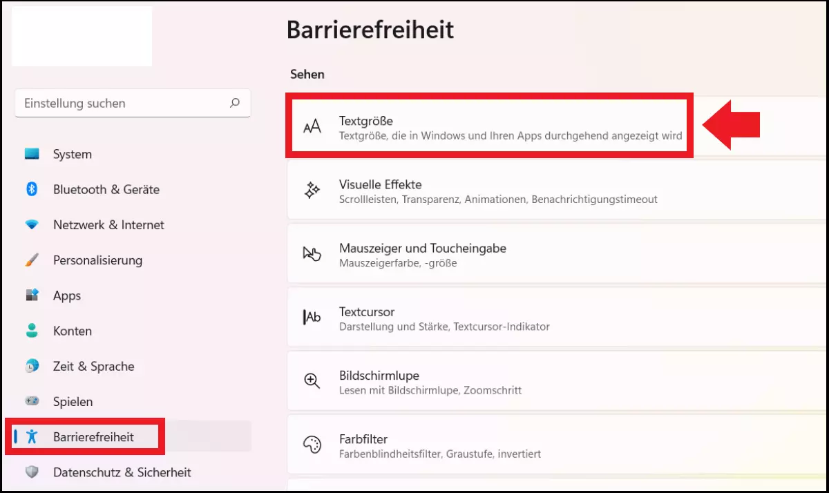 Bild: Windows 11: Menü „Barrierefreiheit“ in den Einstellungen