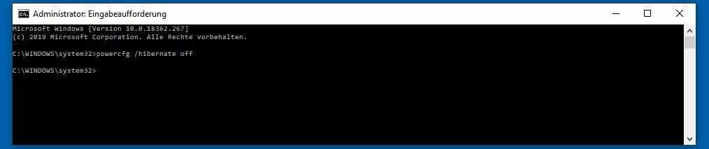 Bild: Windows-10-Eingabeaufforderung: powercfg-Kommando