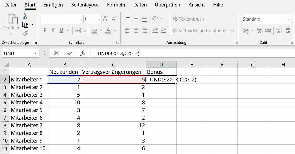 UND in Excel | die UND Funktion am Beispiel erklärt - IONOS