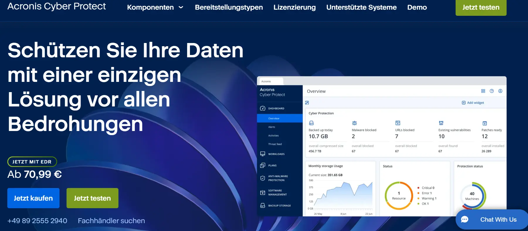 Acronis Cyber Protect Home Office: Dashboard und Funktionen Bild: Acronis Cyber Protect Home Office: Dashboard und Funktionen