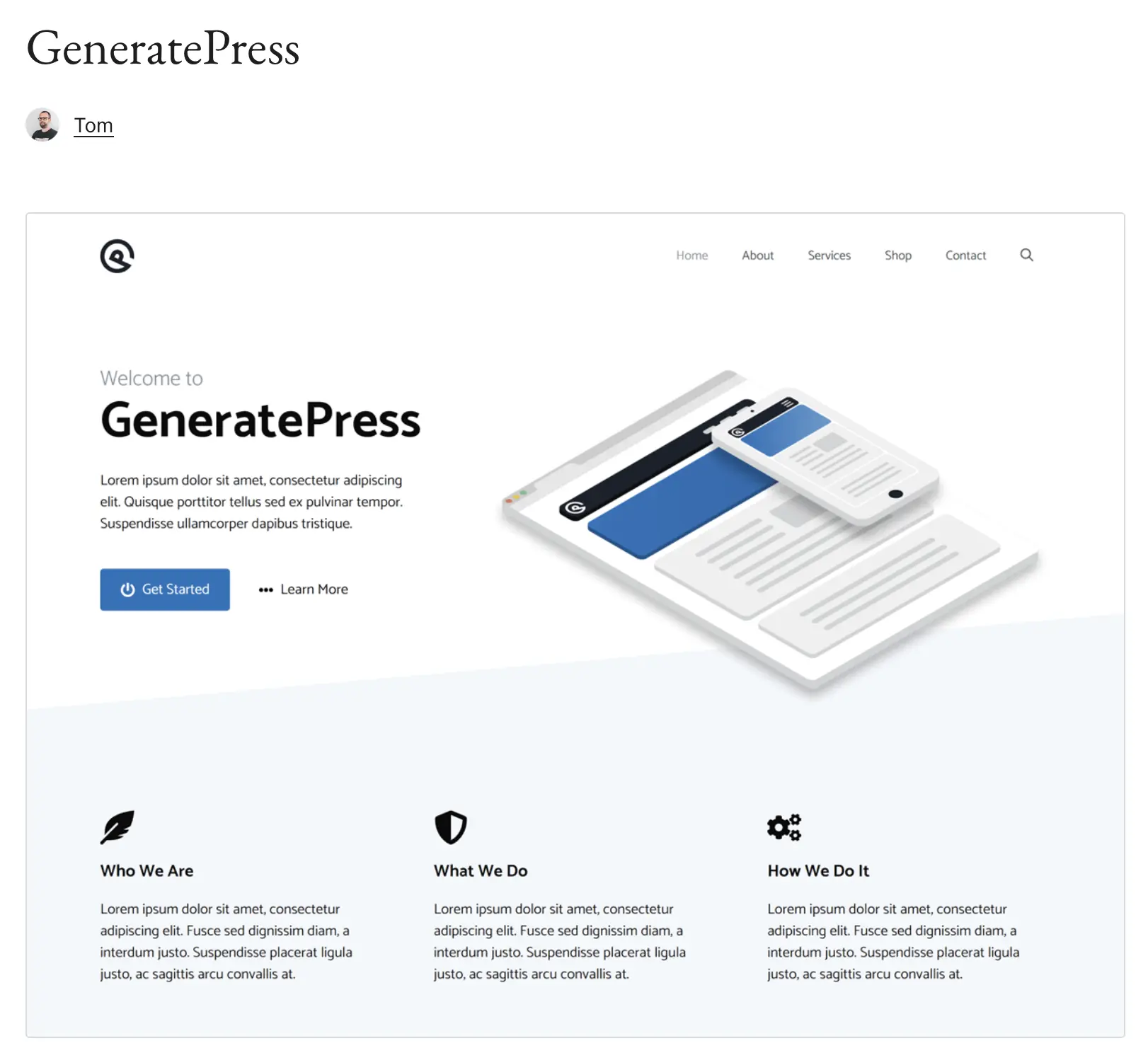 Bild: Vorschau des WordPress-Themes GeneratePress auf WordPress.org