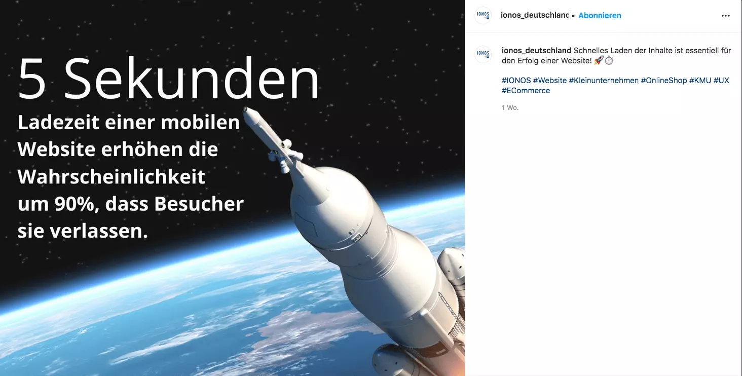 Screenshot eines Instagram-Bildes mit Teilen-Funktion