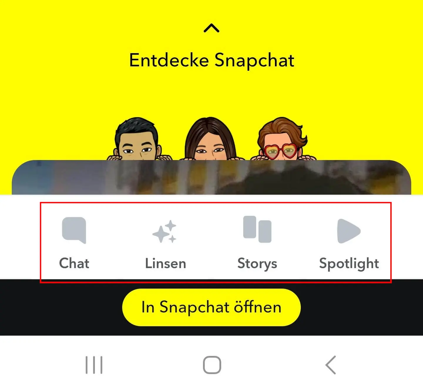 Bottom Navigation Bar von Snapchat Bild: Bottom Navigation Bar von Snapchat