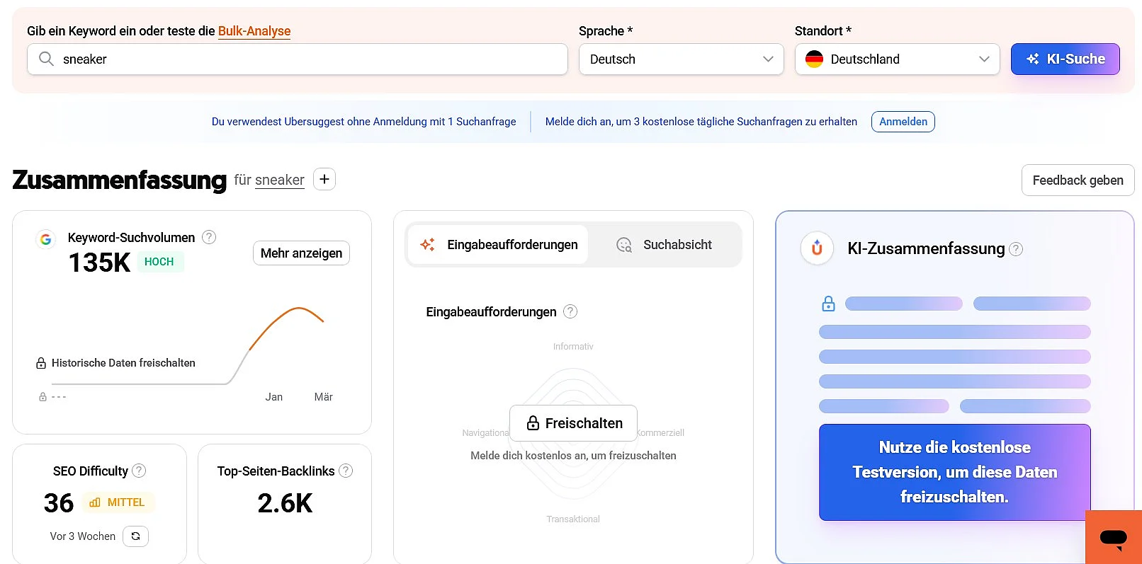 Keyword-Recherche bei Ubersuggest Bild: Keyword-Recherche bei Ubersuggest