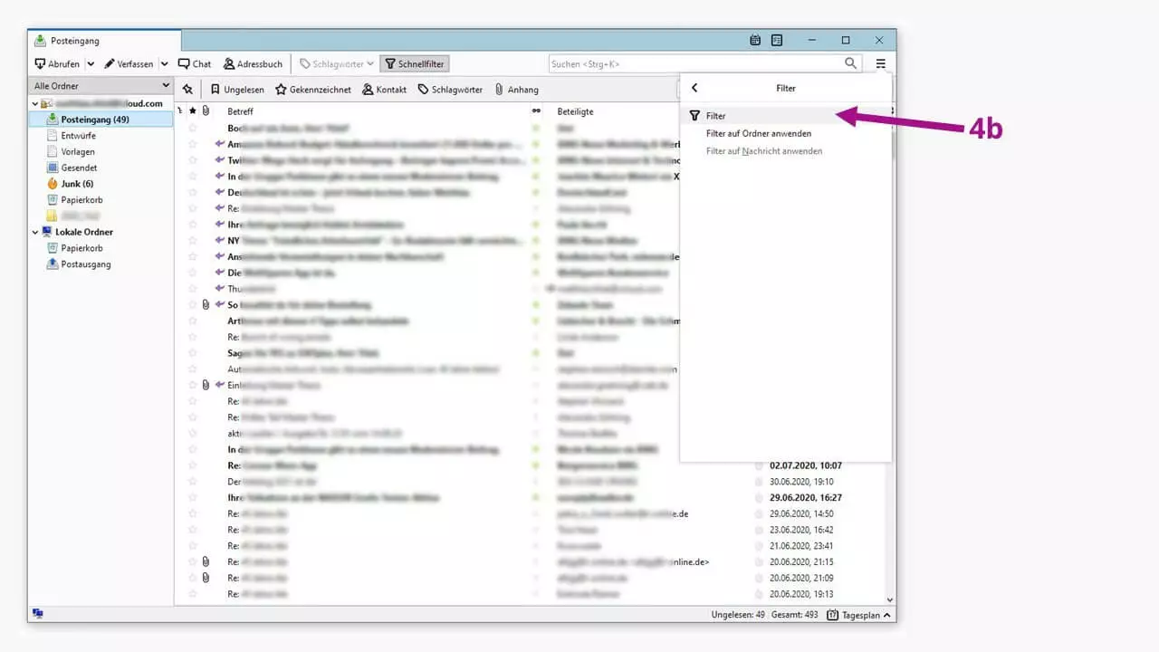 Thunderbird-Abwesenheitsnotiz: Filter im Detail aktivieren