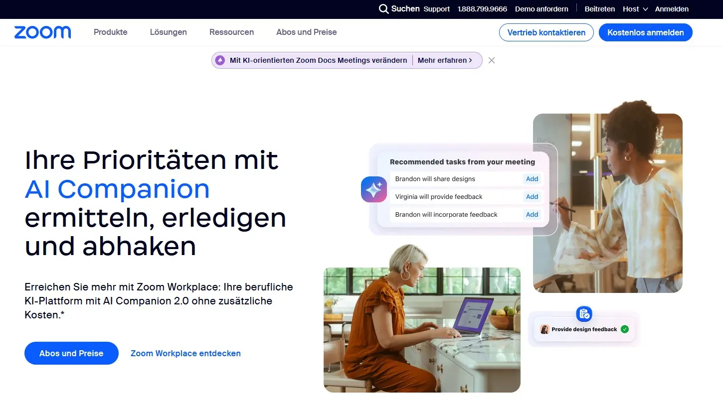 Website des Videotelefonie-Anbieters Zoom Bild: Website des Videotelefonie-Anbieters Zoom