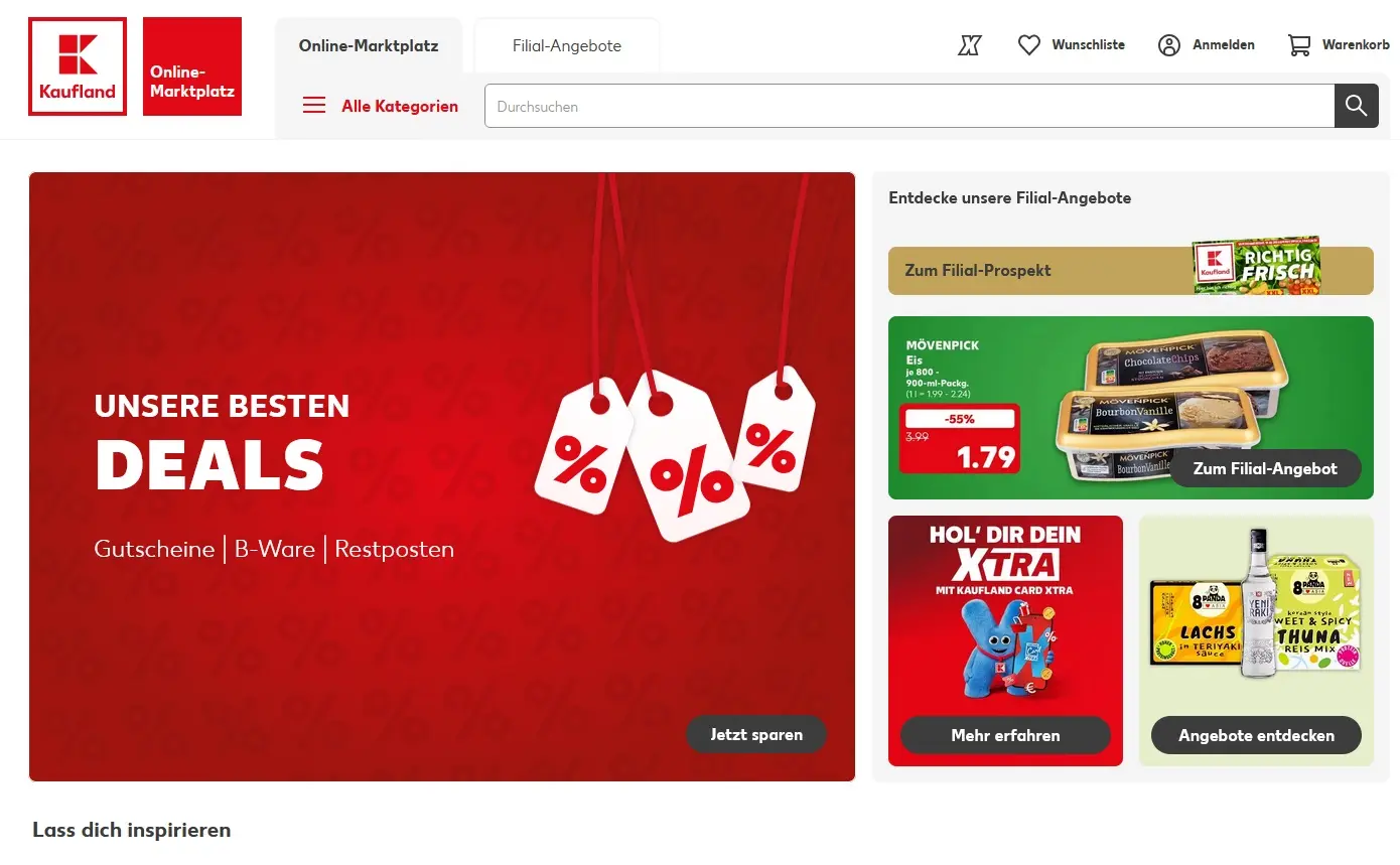 Bild: Startseite von Kaufland.de