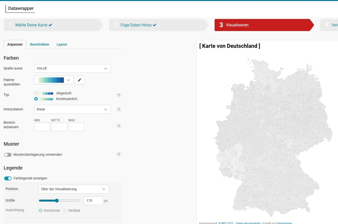 Benutzeroberfläche von Datawrapper Bild: Benutzeroberfläche von Datawrapper