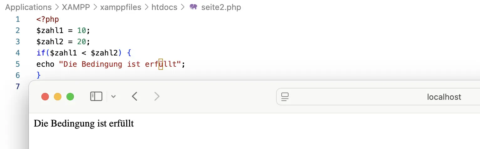 Bild: Das Sprachkonstrukt if in der Anwendung