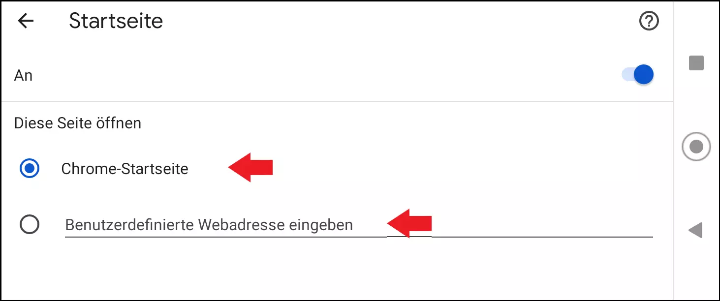 Bild: Wählen Sie eine von Google vordefinierte oder eine benutzerdefinierte Chrome-Startseite fest.