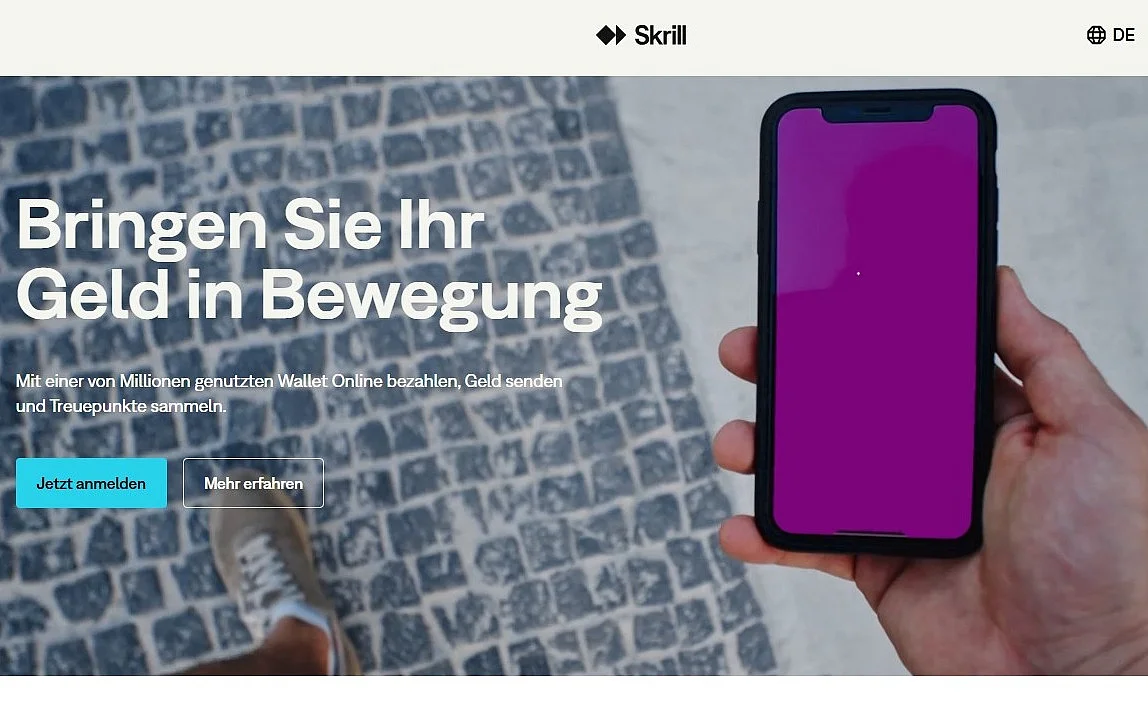Bild: Startseite von Skrill