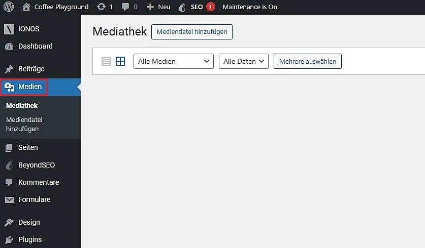 WordPress: Medien-Schaltfläche Bild: WordPress: Medien-Schaltfläche