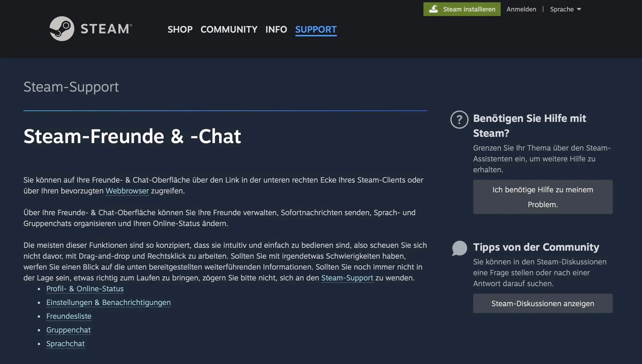 Bild: Screenshot der Steam-Chat-Website