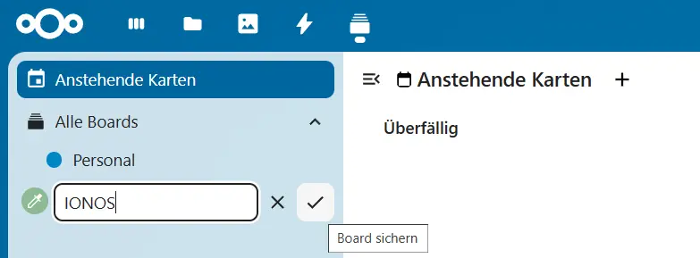 Bild: Board sichern in Nextcloud Deck