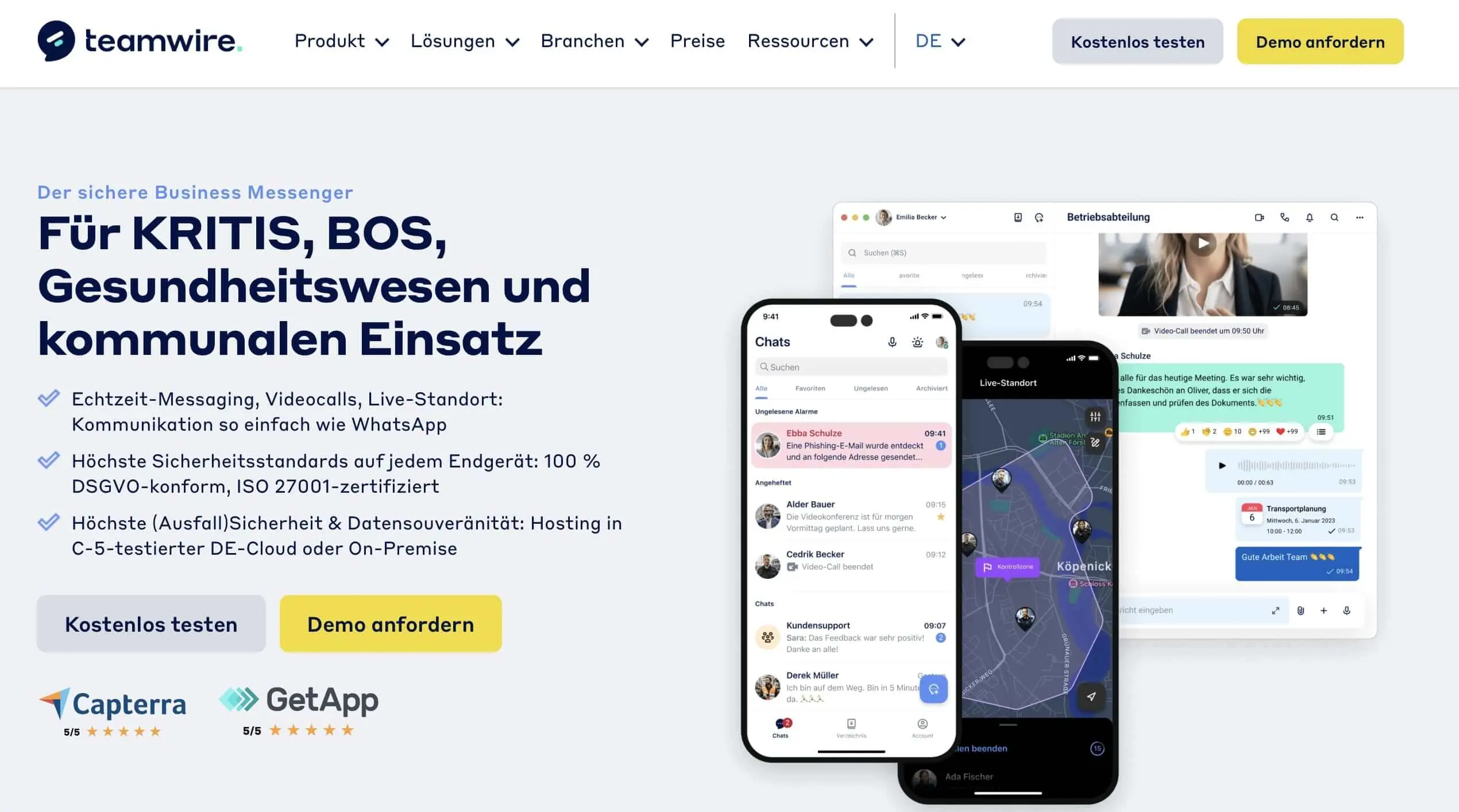 Bild: Screenshot der Teamwire-Website