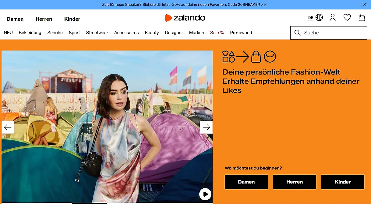 Bild: Der Onlineshop Zalando