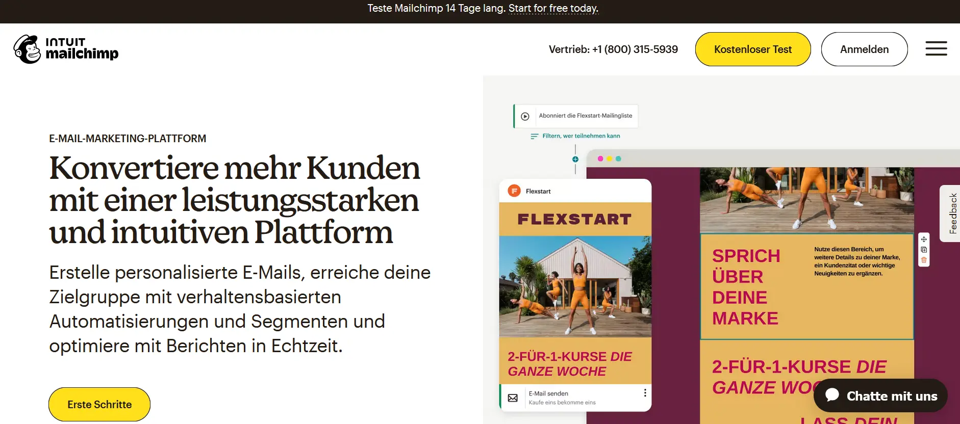 MailChimp-Homepage Bild: MailChimp-Homepage