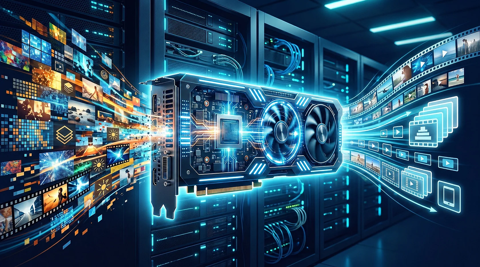 Bild: GPU-Transcoding mit NVENC und AV1 vs. CPU-Encoding mit x264 und x265